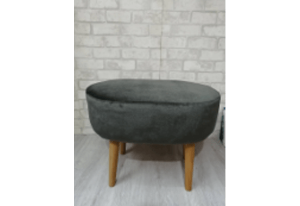Koltuk döşeme Puf. Antrasit Oval Puf Ahşap Ayak