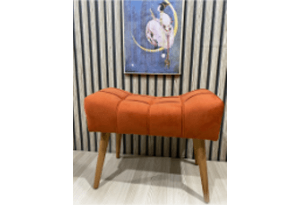 Orange Puf, Turuncu Renk , Ahşap Ayak Çima Dikiş ,spor,