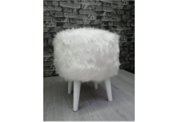 Post Pelüş Puf , Peluş1469 Süt Beyaz .ahşap Beyaz Ayak 