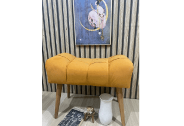 Hardal Sarı Puf, Çima Dikiş, Spor, Modern Tasarım Ahşap