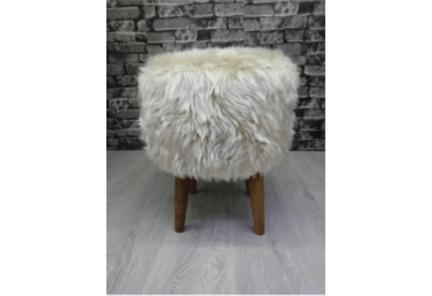 Post Pelüş Puf. Peluş1269 Bej Rengi Yuvarlak Puf