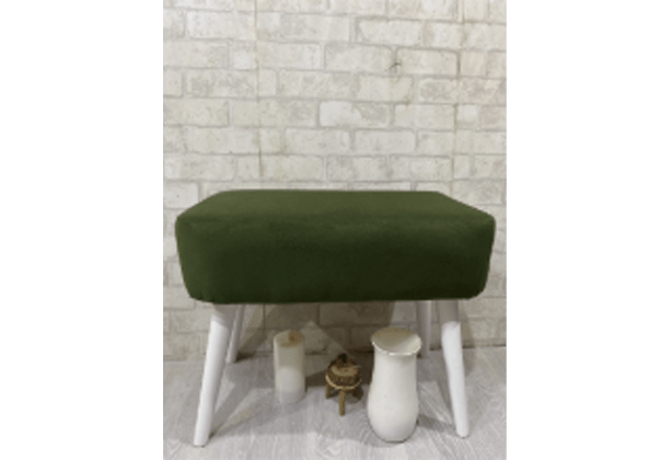 Koltuk döşeme puf, siyah puf, ahşap beyaz ayak ,spor di