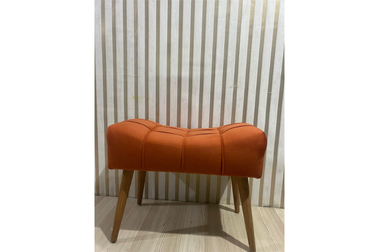 Koltuk döşeme orange puf, turuncu renk, ahşap ayak çima