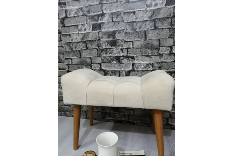 Koltuk döşeme puf, puf, bej ahşap ayak çima dikiş spor 